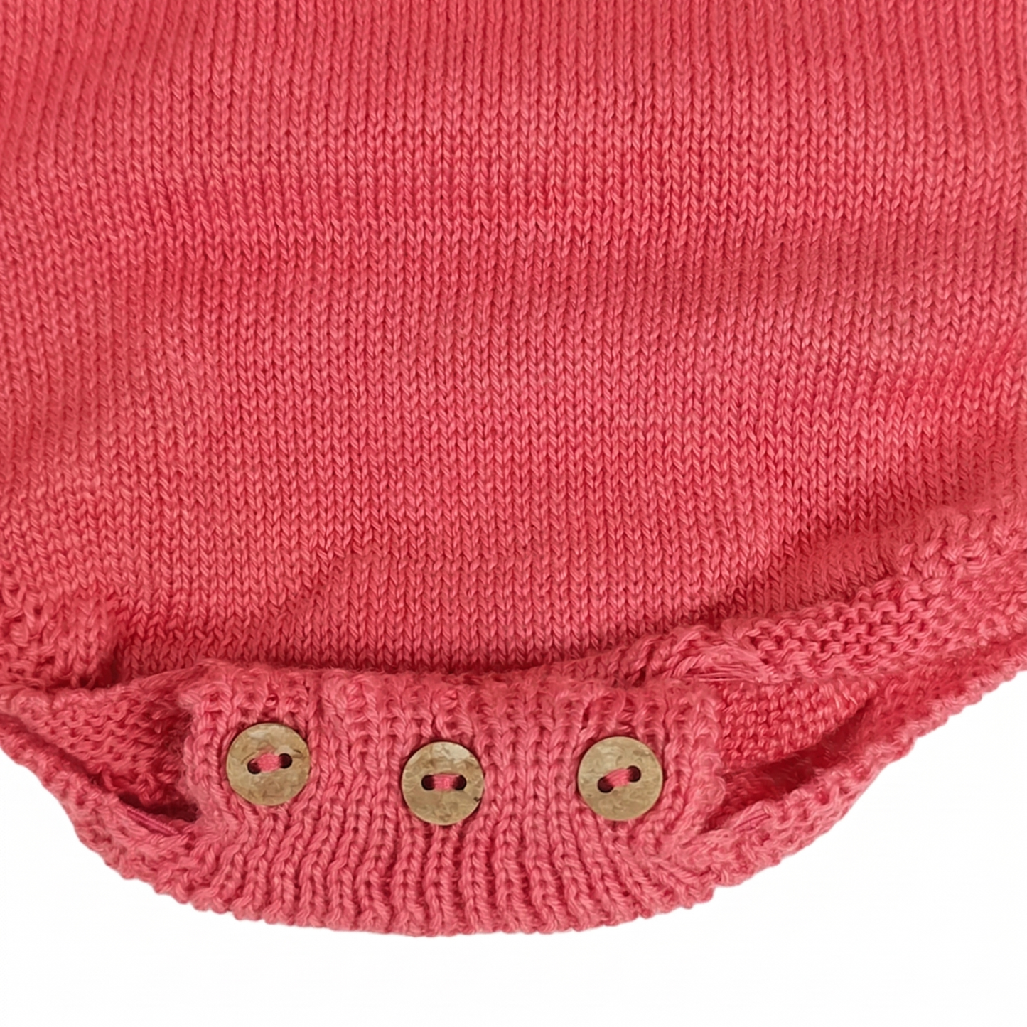 Combinaison en Tricot pour Bébé à Bretelles et Détails en Relief - Rose Framboise