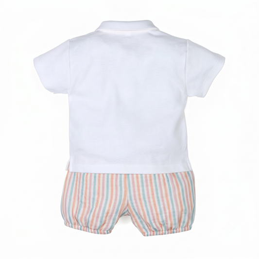 Conjunto corto bebé detalle barco color crudo detalle, fabricado en España - Monitoskids