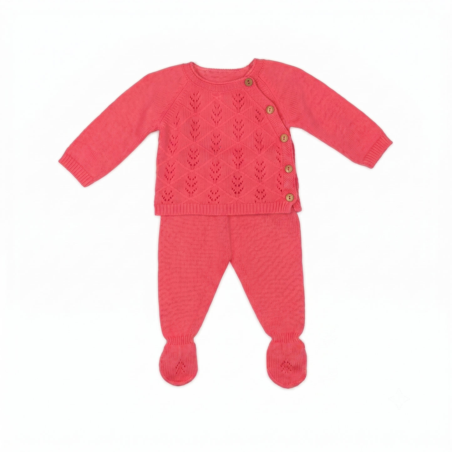 Conjunto 2 piezas punto bebé color coral, fabricado en España - Monitoskids