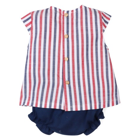 Conjunto corto camiseta estampado rayas y cubrepañal liso-27846-Tony Bambino - Monitoskids