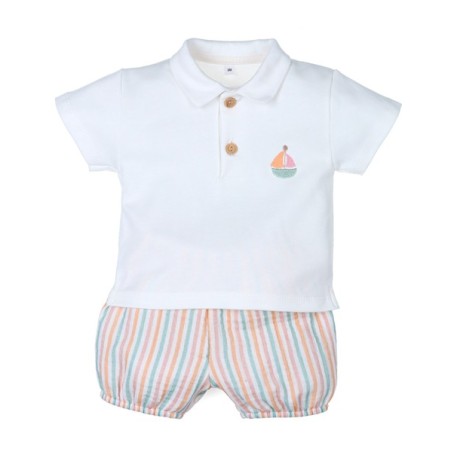 Conjunto corto de 2 piezas con detalle de barco bebé niño-32329-Tony Bambino - Monitoskids