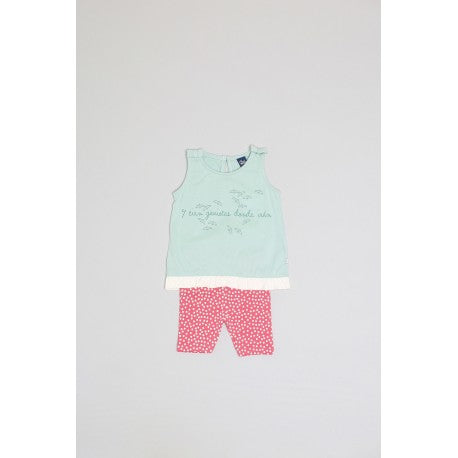 Conjunto corto algodón bebé niña : camiseta desmangada y leggings-Street Monkey - Monitoskids