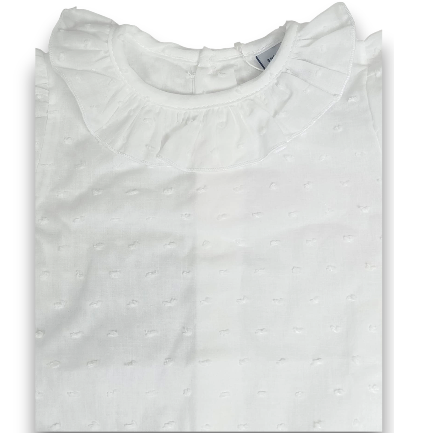 Body Plastron Plumetis Col Volanté Blanc