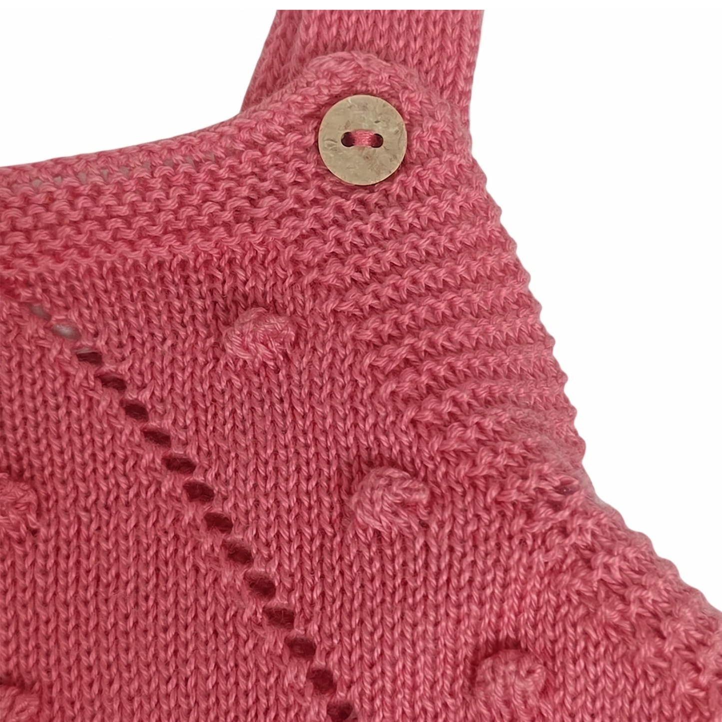 Combinaison en Tricot pour Bébé à Bretelles et Détails en Relief - Rose Framboise