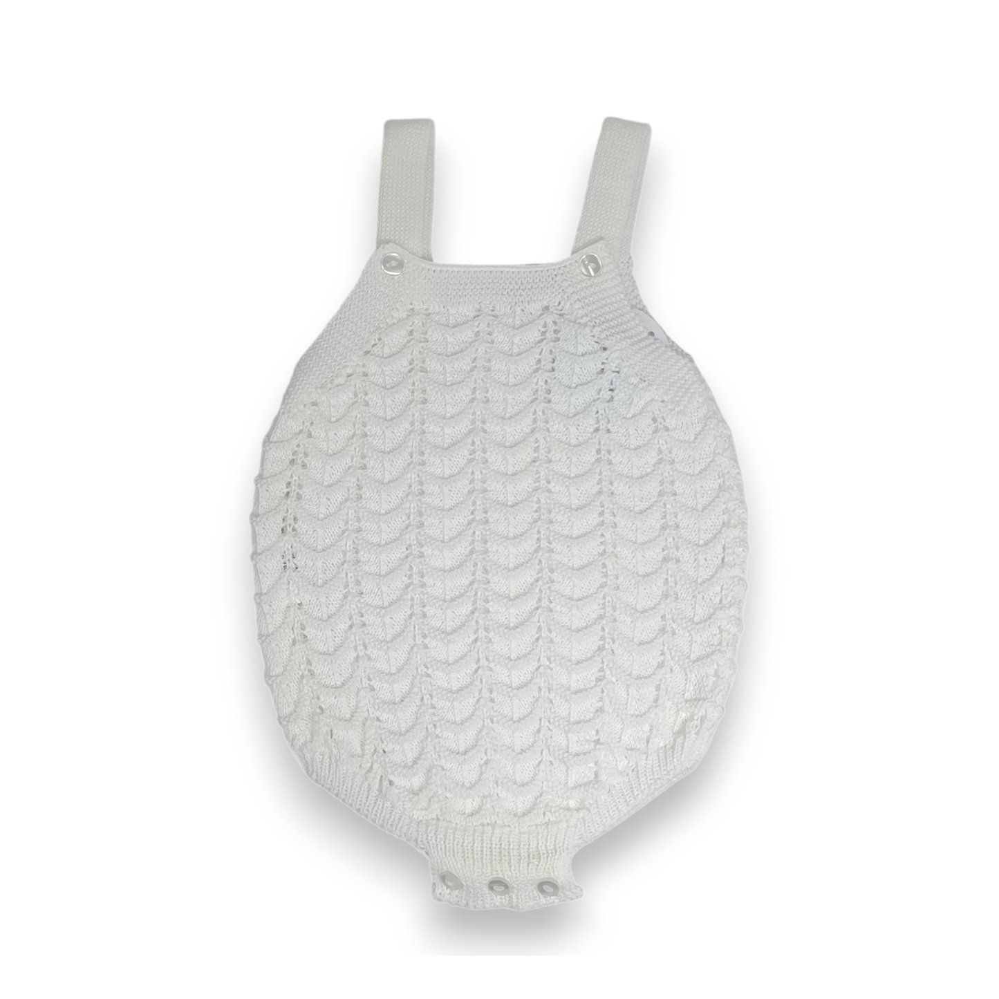 Salopette en Tricot Ajouré pour Bébé à Bretelles - Blanc Classique