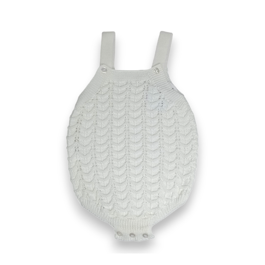 Pelele Peto de Punto Calado para Bebé con Tirantes - Blanco Clásico