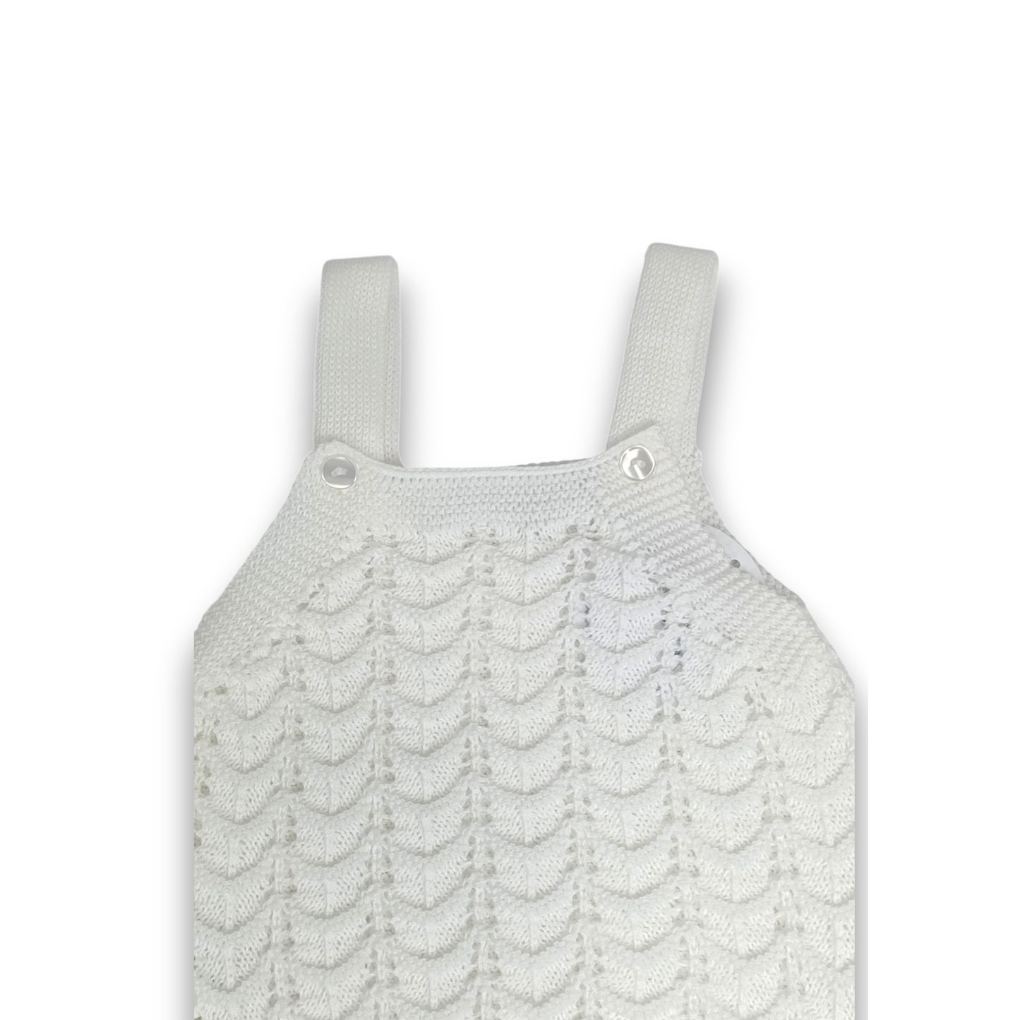 Salopette en Tricot Ajouré pour Bébé à Bretelles - Blanc Classique