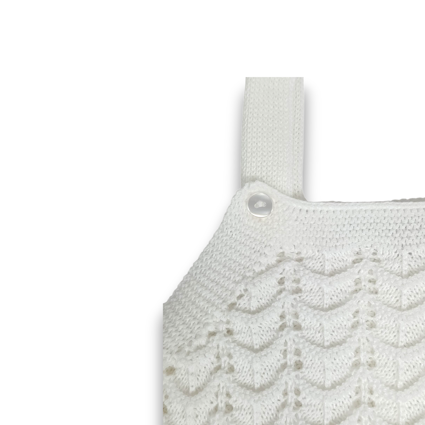 Salopette en Tricot Ajouré pour Bébé à Bretelles - Blanc Classique
