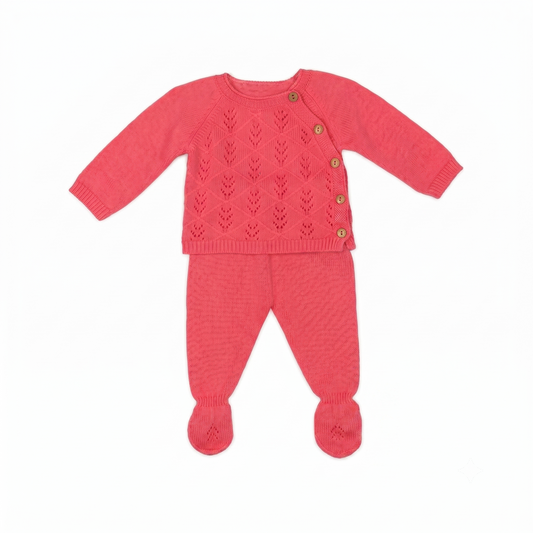 Conjunto 2 piezas punto bebé color coral, fabricado en España - Monitoskids