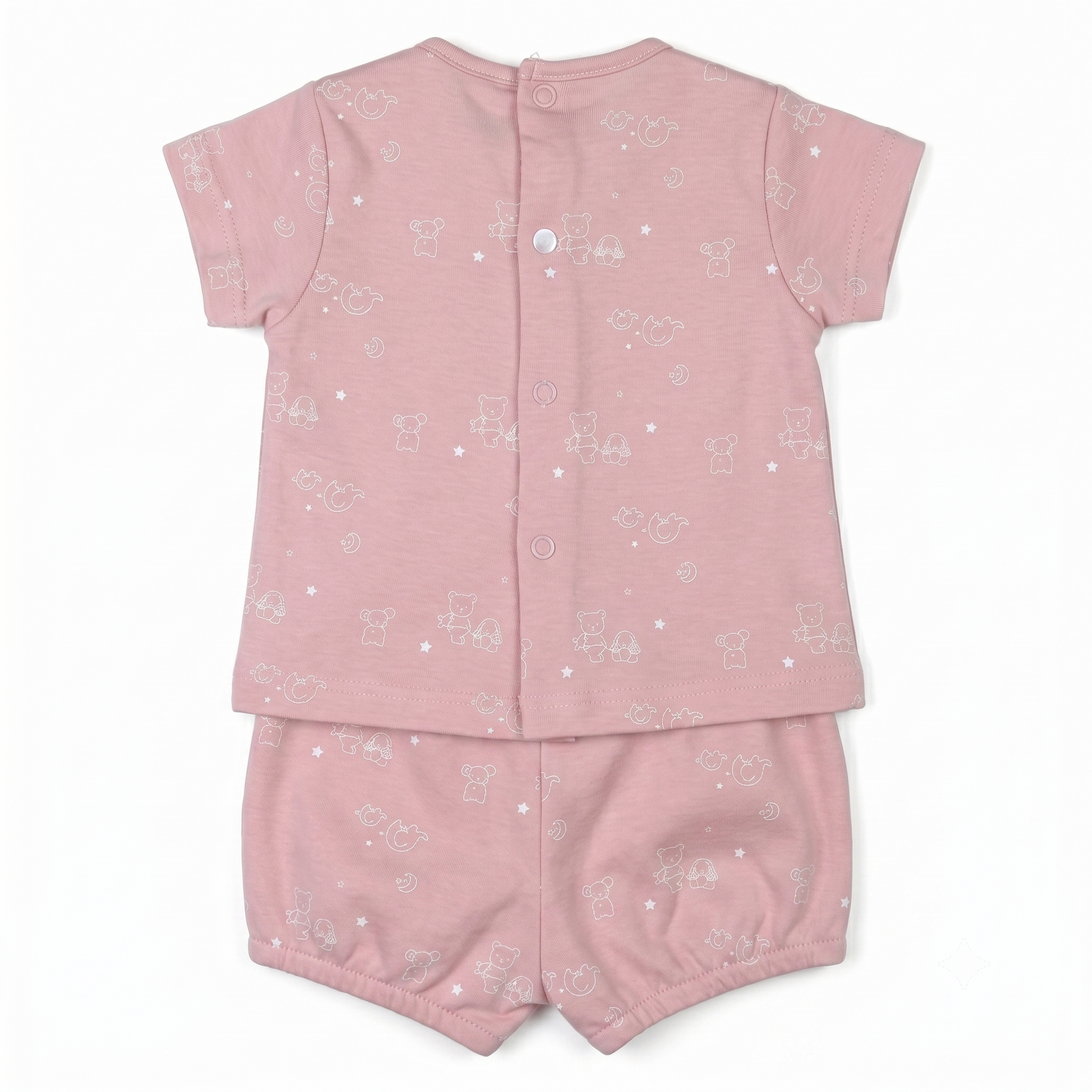 Muda corta bebé estampado ositos lunas y estrellas rosa palo, fabricado en España - Monitoskids