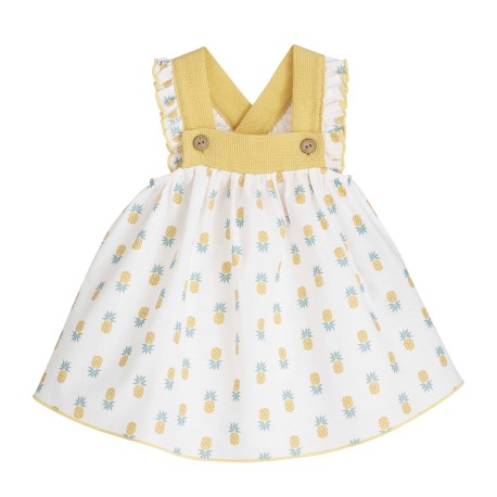 Vestido bebé tirantes estampado piñas Gaya-21324-Calamaro Baby - Monitoskids