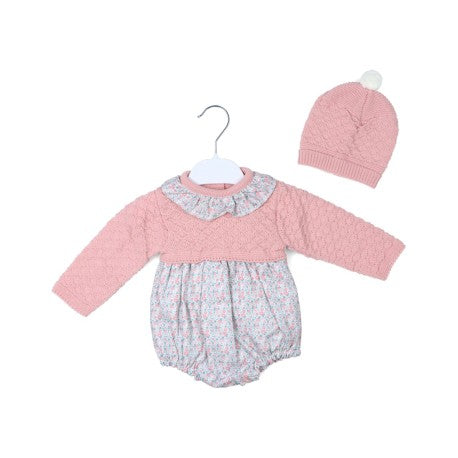 Conjunto de 2 piezas bebé niña: pelele corto manga larga y gorro-28557-Tony Bambino - Monitoskids