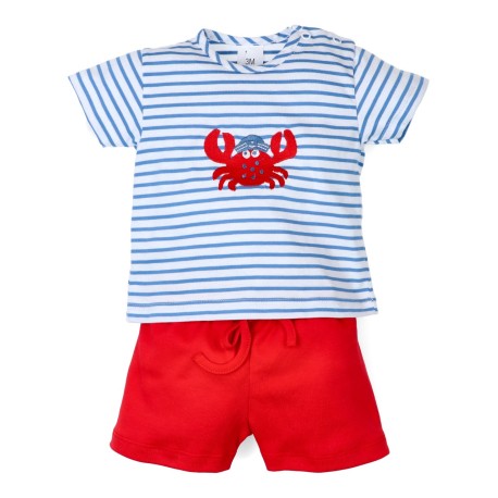 Conjunto camiseta manga corta rayas y short liso-27840-Tony Bambino - Monitoskids