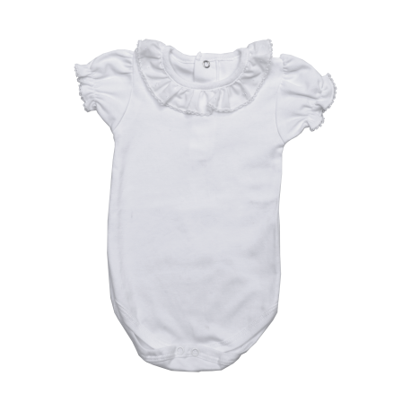Body manga corta cuello volante detalle puntilla en color rosa-MINHON - Monitoskids