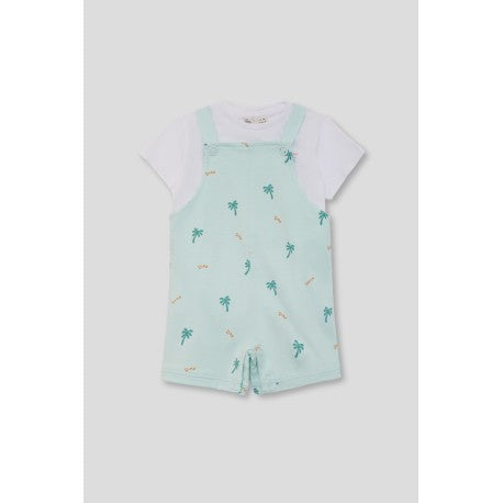 Conjunto corto 2 piezas camiseta y peto bebé niño dino surfer-264050-Street Monkey - Monitoskids