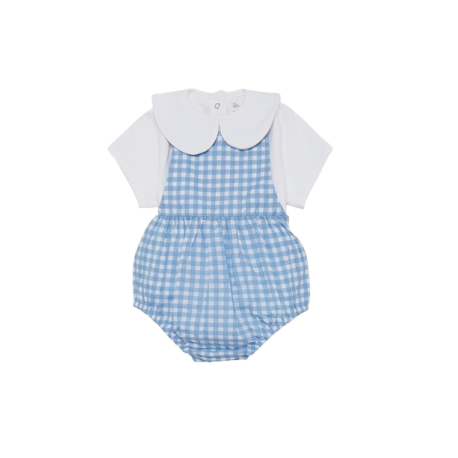 Conjunto 2 piezas: camiseta y peto corto cuadros bebé niño-262002-Street Monkey - Monitoskids