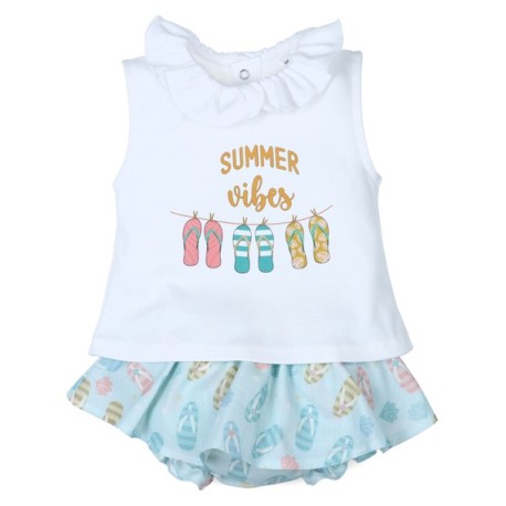 Conjunto corto 2 piezas bebé niña chanclas-29338-Tony Bambino - Monitoskids