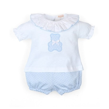 Conjunto corto mudita algodón Osito cuello volante-29568-Tony Bambino - Monitoskids