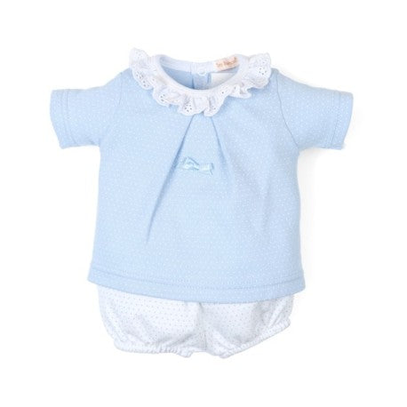 Conjunto corto mudita algodón topitos cuello volante-29571-Tony Bambino - Monitoskids