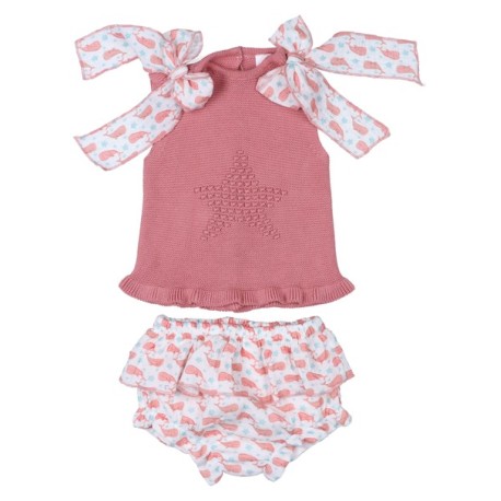 Conjunto corto  tejido combinado Ballenas-31052-Tony Bambino - Monitoskids