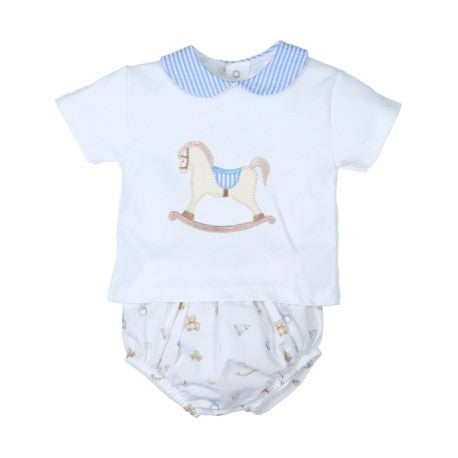 Conjunto corto 2 piezas caballito bebé niño 32339-Tony Bambino - Monitoskids