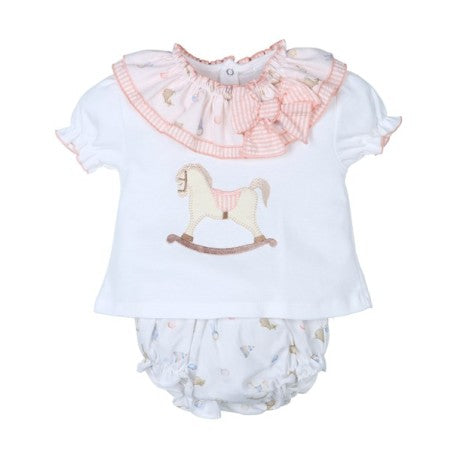 Conjunto corto de 2 piezas bebé niña caballito-32341-Tony Bambino - Monitoskids