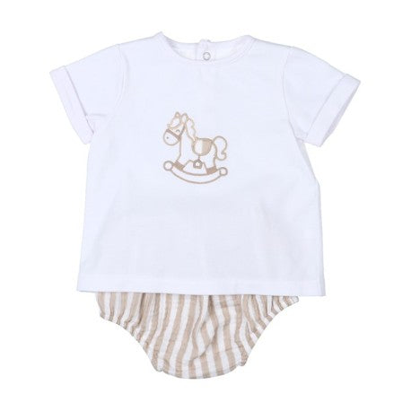 Conjunto corto de 2 piezas de rayas con detalle de caballo-32372-Tony Bambino - Monitoskids