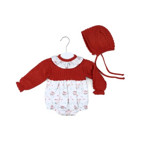 Conjunto pelele manga larga tejido combinado y capota-28524-Tony Bambino - Monitoskids