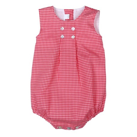 Pelele corto estampado cuadros vichy para bebé, fabricado en España - Monitoskids