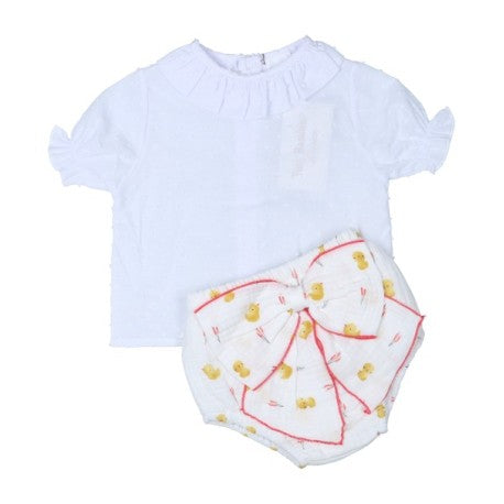 Conjunto corto bebé: Blusa y cubrepañal Pollitos-30715-Tony Bambino - Monitoskids