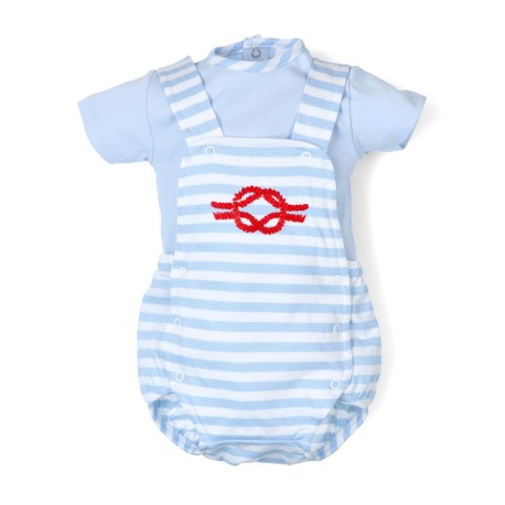 Conjunto de 2 piezas estilo marinero: camiseta manga corta y peto tirantes-26312-Tony Bambino - Monitoskids