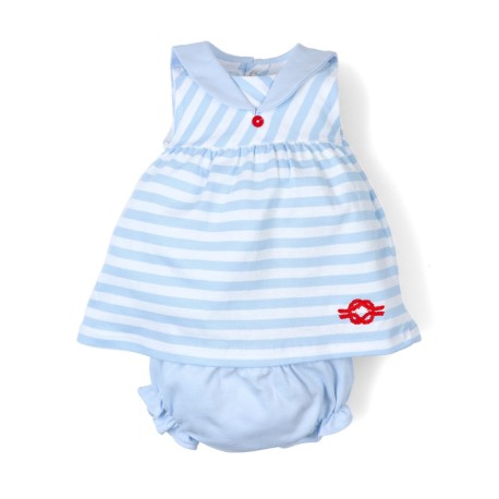 Conjunto de 2 piezas estilo marinero: vestido y cubrepañal-26310-Tony Bambino - Monitoskids