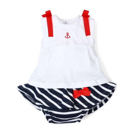 Conjunto de 2 piezas: vestido desmangado estilo marinero y cubrepañal-26344-Tony Bambino - Monitoskids
