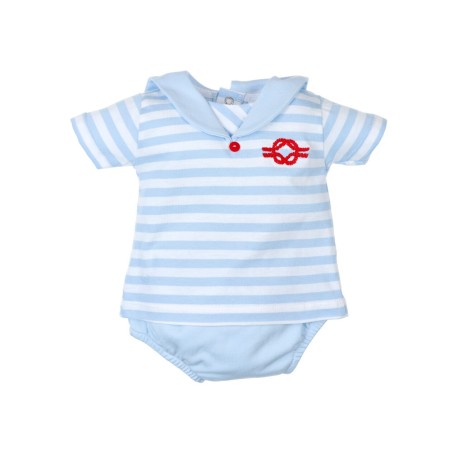 Conjunto de 2 piezas estilo marinero: camiseta manga corta y cubrepañal-26311-Tony Bambino - Monitoskids