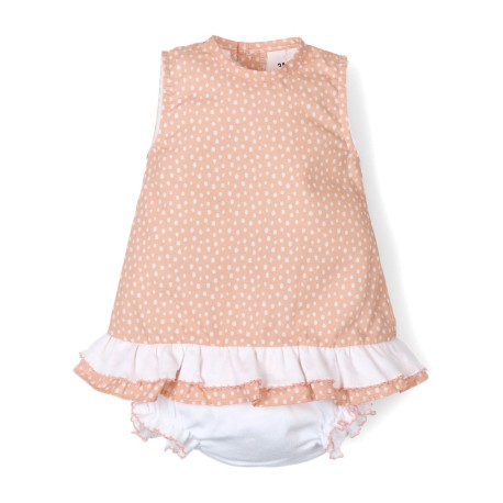Conjunto de 2 piezas bebé niña: vestido desmangado estampado y cubrepañal-6256-Tony Bambino - Monitoskids