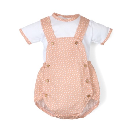 Conjunto de 2 piezas bebé niño: peto corto estampado y camiseta lisa cuello redondo-26258-Tony Bambino - Monitoskids