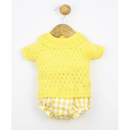 Conjunto corto bebé 2 piezas tejido combinado cuello volante-24350-Popys - Monitoskids