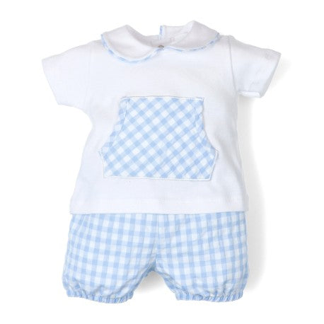 Conjunto corto bebé niño de 2 piezas vichy-25955-Popys - Monitoskids