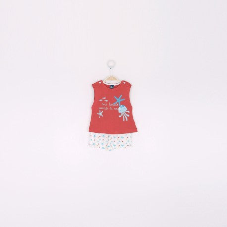 Conjunto bebe niña dibujos mar camiseta y pantalon-Street Monkey - Monitoskids