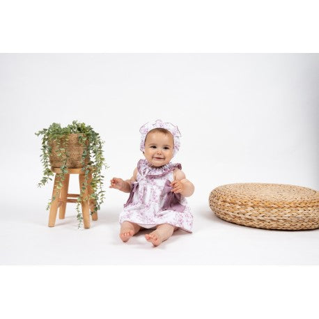 Conjunto Vestido estampado y Capota Ginseng excellentt bebé niña-21263C-Calamaro Baby - Monitoskids